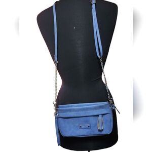 Nicole Miller NY Grey/Blue Purse Snakeskin inside crossbody adjustable strap